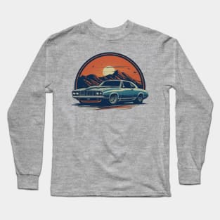 Old School Car Scenic Mountain Dusk Long Sleeve T-Shirt